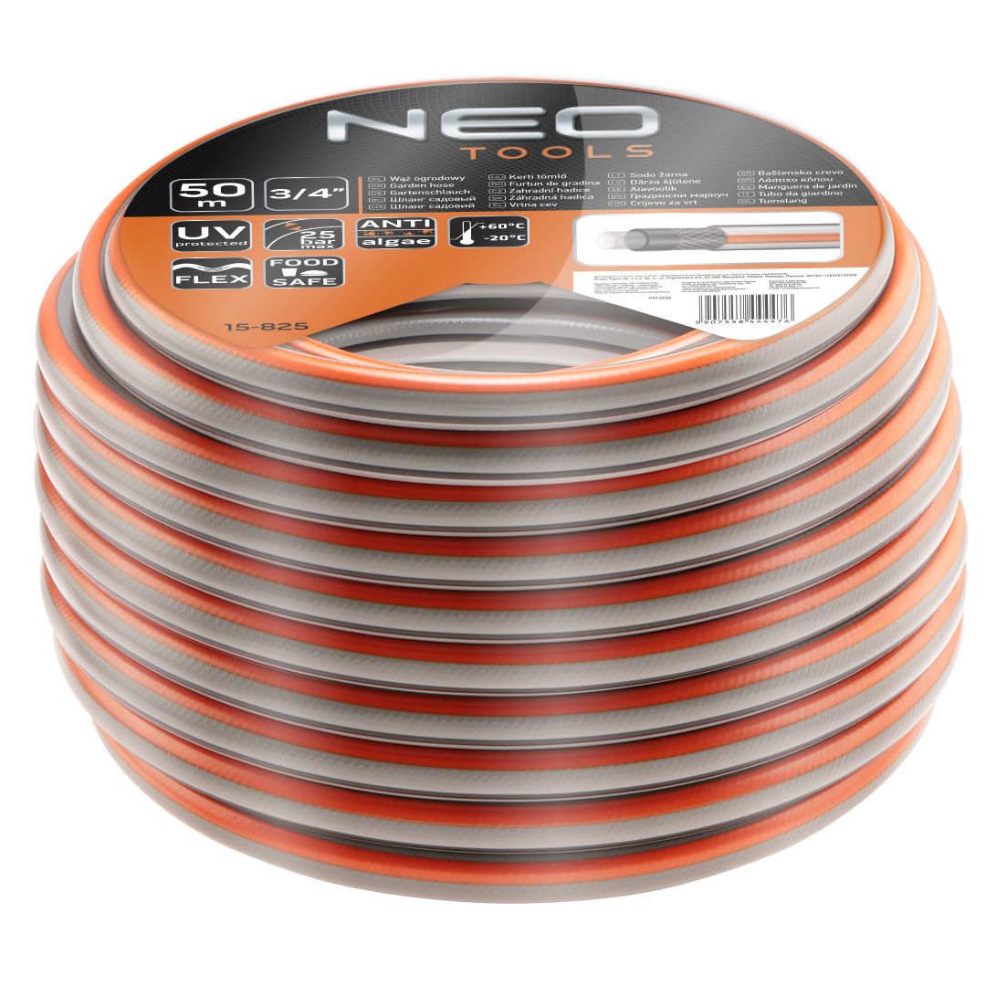 Шланг садовий Neo Tools Optima, 3/4", 50м, 4 шари, до 25бар, -20…+60°C