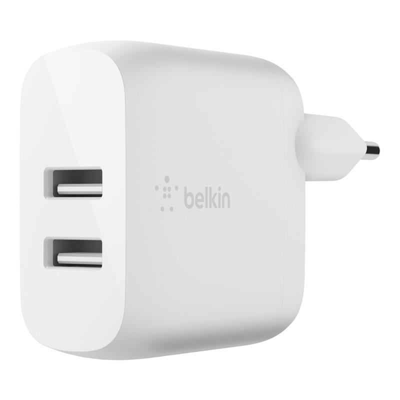 Зарядний пристрій мережевий Belkin 24Вт 2хUSB-A, білий