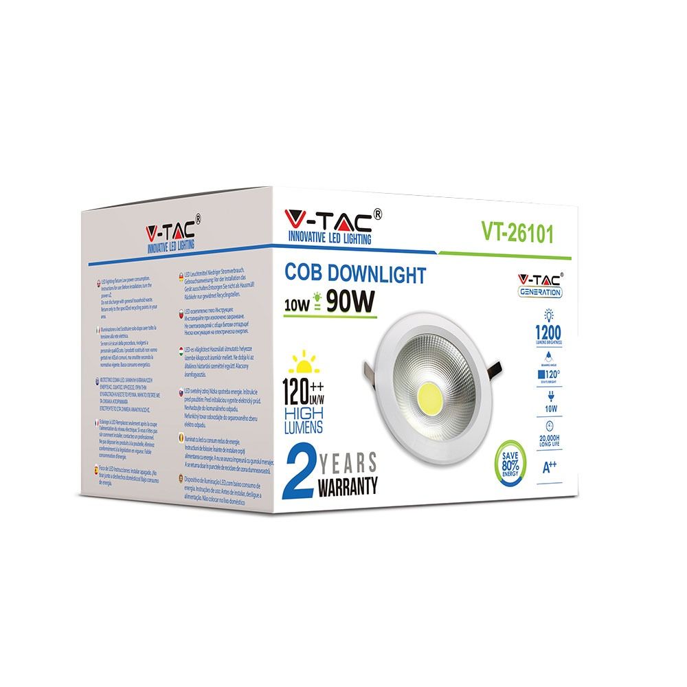 Світильник вбудований LED V-TAC, 10W, SKU-1271, 230V, 6.4K, 1200Lm, круглий (3800157611947)