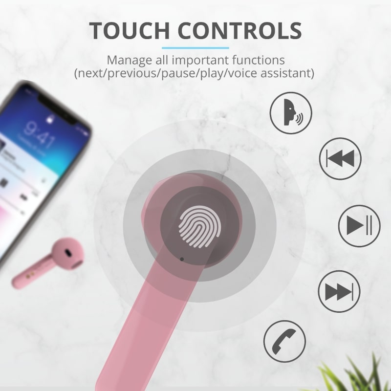 Навушники Trust Primo Touch True Wireless Mic Pink