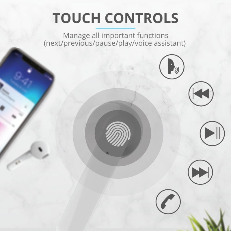 Наушники Trust Primo Touch True Wireless Mic White