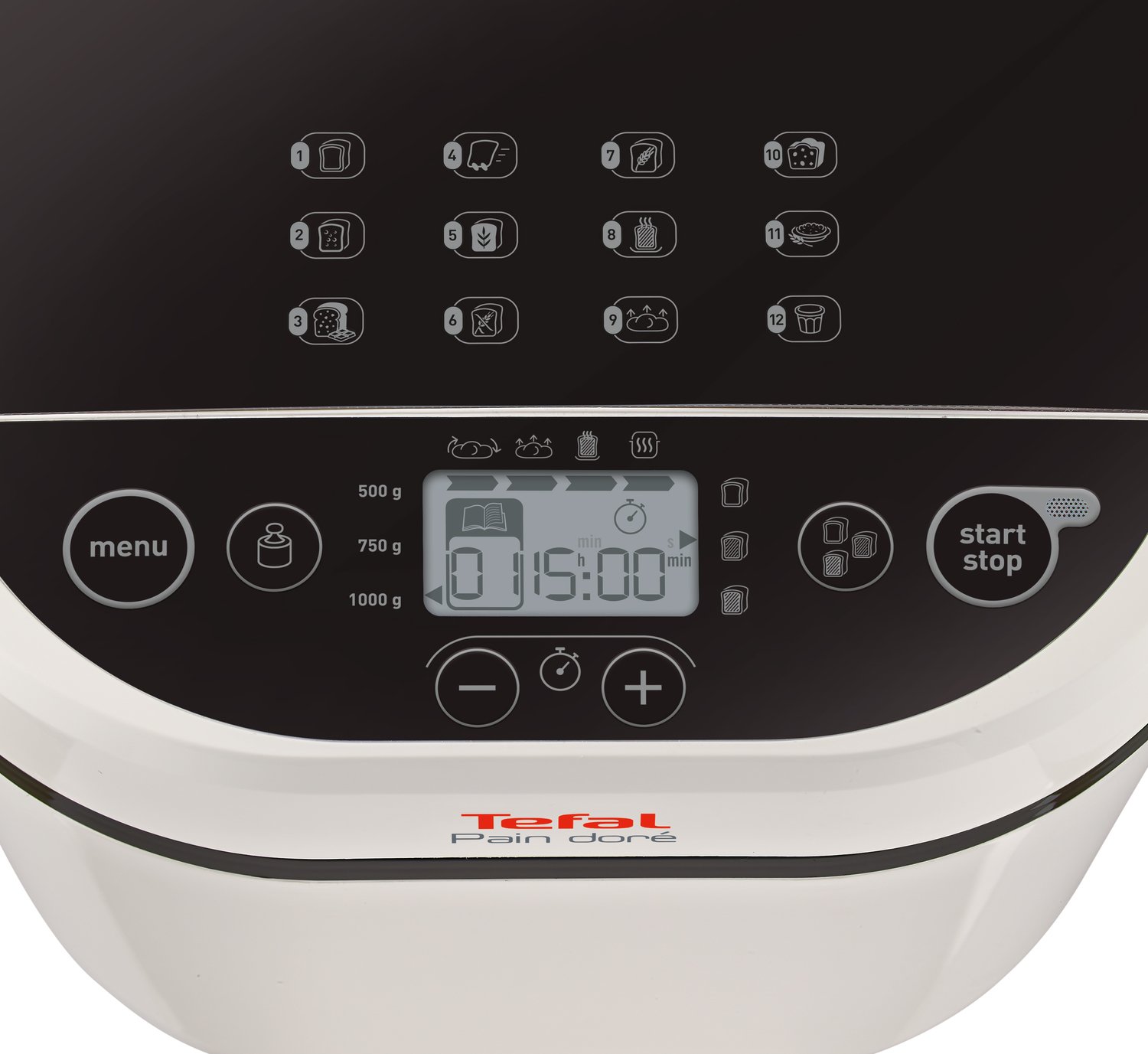 Хлібопічка Tefal PainDore 720Вт, програм-1, макс. вага -1кг, форма-прямокутник, пластик, чорно-білий