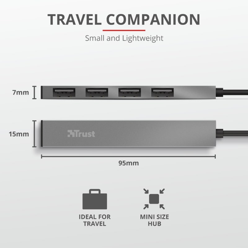 USB-хаб Trust Halyx Aluminium 4-Port Mini USB Hub (23786_TRUST)