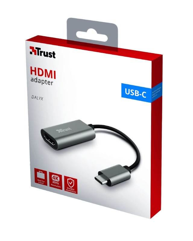 Адаптер Trust Dalyx USB-C > HDMI, 0.2м, Алюміній, чорний