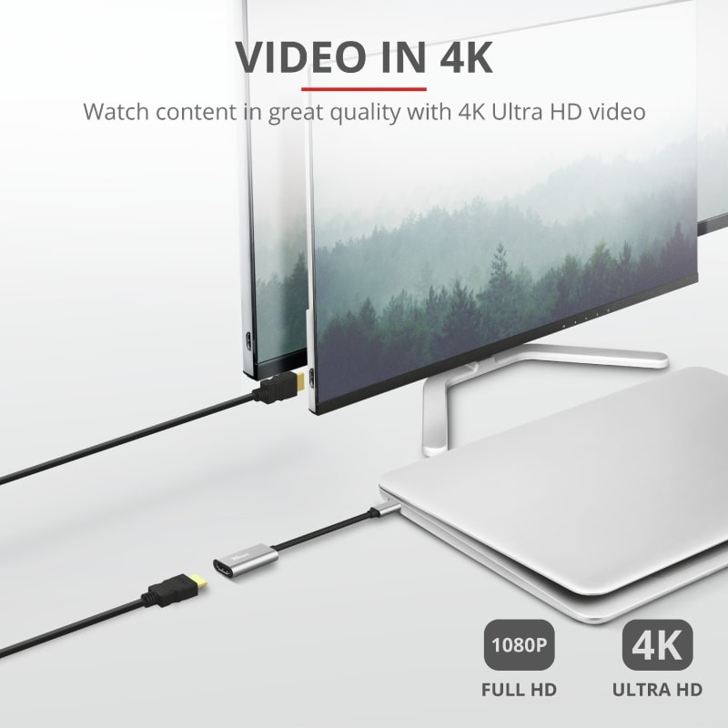 Адаптер Trust Dalyx USB-C > HDMI, 0.2м, Алюміній, чорний