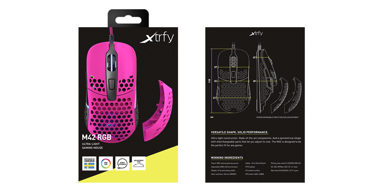 Cherry Xtrfy Миша M42 RGB USB Pink