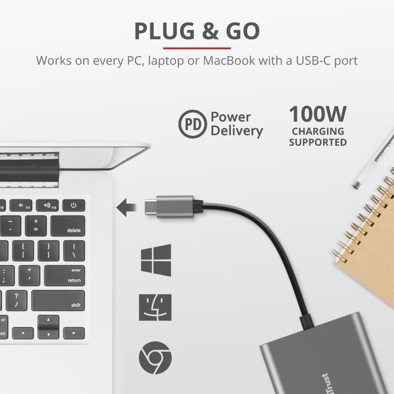 USB-хаб Trust Dalyx Aluminium 3-in-1 Multiport USB-C Adapter (23772_TRUST)