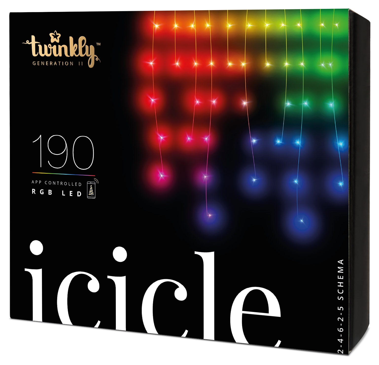 Smart LED Гірлянда Twinkly Icicle RGB 190, BT+WiFi, Gen II, IP44 кабель прозорий (TWI190STP-TEU)