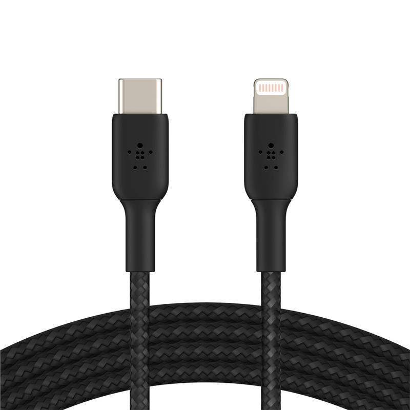 Кабель Belkin Type-C – Lightning 1м плетений Black (CAA004BT1MBK)