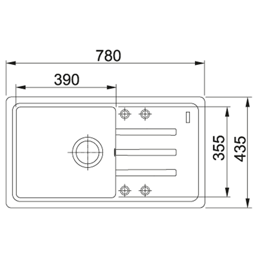 Мийка кухонна Franke Malta, фраграніт, прямокутник, з крилом, 780х435х200мм, чаша - 1, накладна, BSG 611-78, сірий камінь