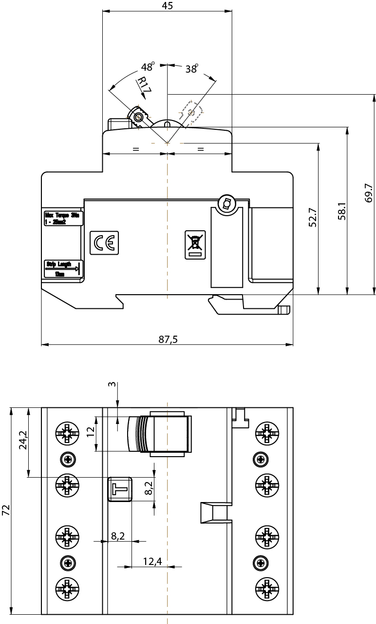 Реле диференціальне ETI (УЗО) 4р EFI-P4 40/0,3 тип AC (10kA)