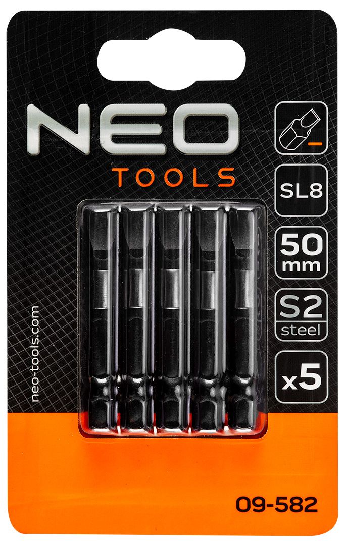 Биты Neo Tools ударные NEO S2, 50 мм, SL8 – 5 шт.