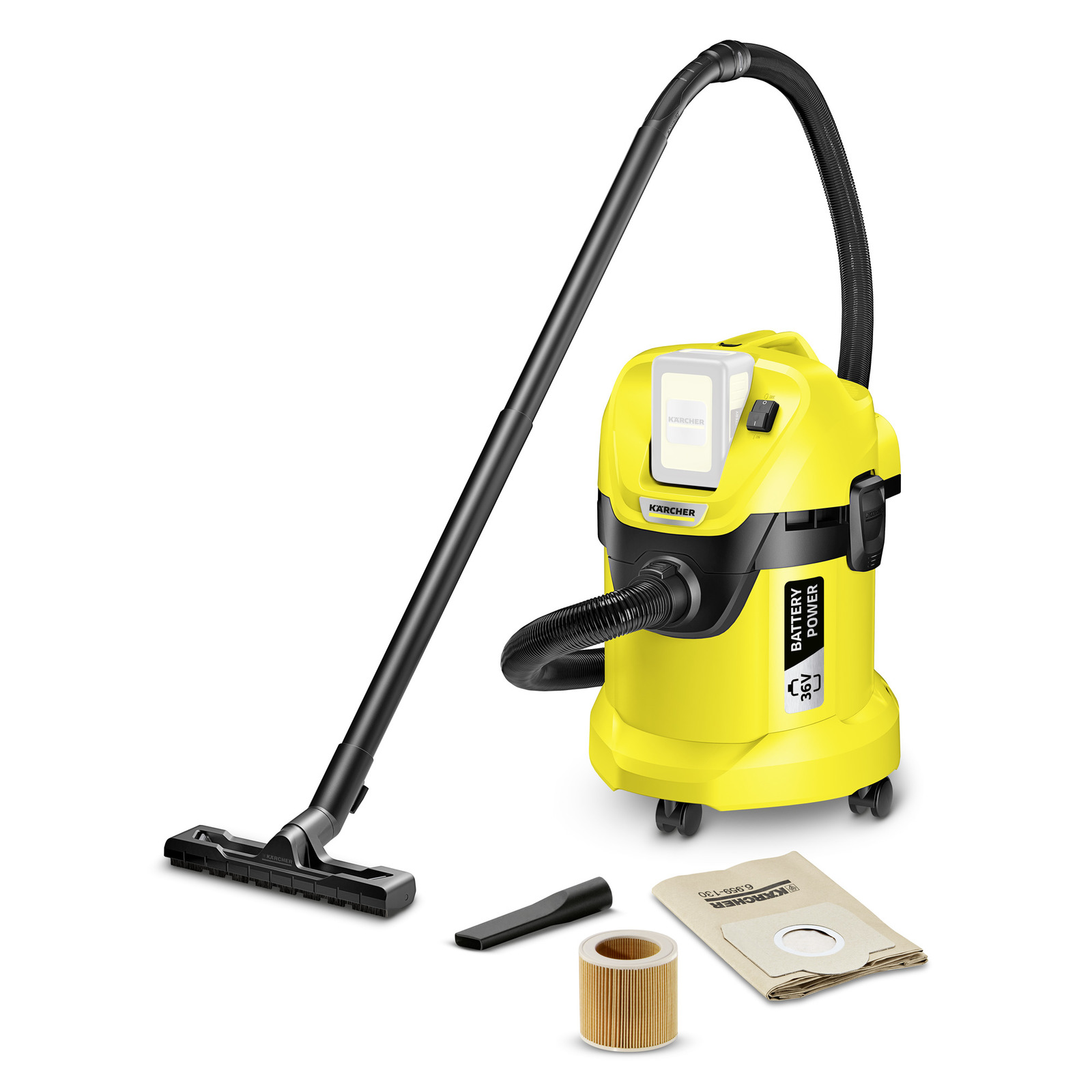 Пилосос професійний акумуляторний Karcher WD 3 Battery 36в, контейнер 17л, 5.2кг, без АКБ та ЗП