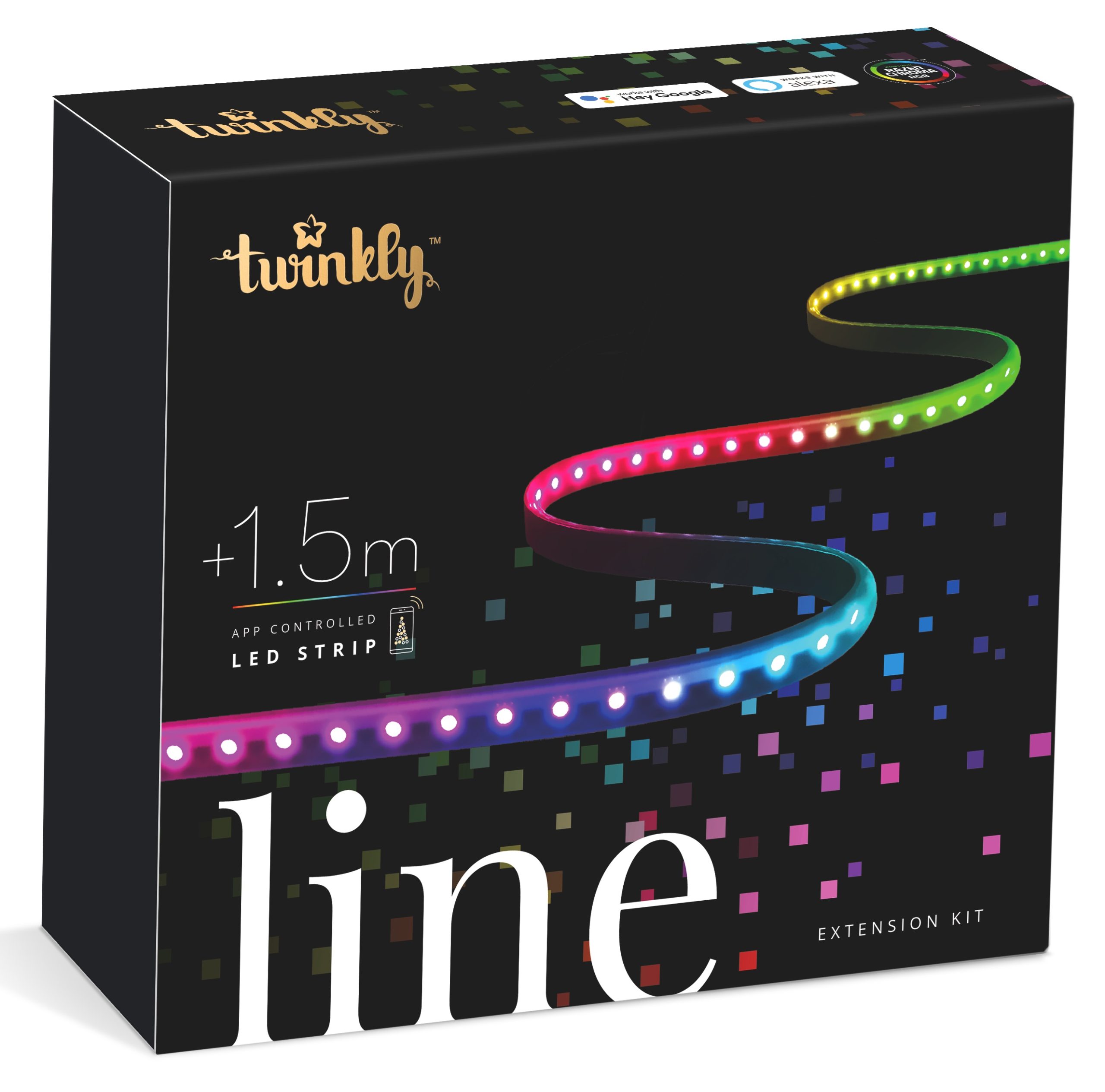 Подовжувач Smart LED підсвічування Twinkly Line 100 RGB, Gen II, IP20 плюс 1,5м, кабель чорний (TWL100ADP-B)