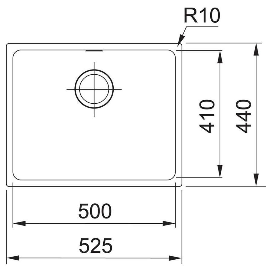 Мийка кухонна Franke Sirius, тектонайт, прямокутник, без крила, 525х440х200мм, чаша - 1, врізна,  SID 110-50 , чорний