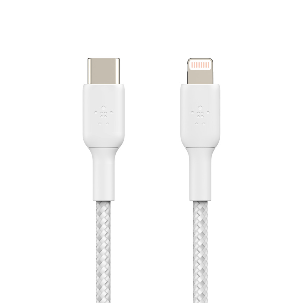 Кабель Belkin Type-C – Lightning 2м плетений White (CAA004BT2MWH)