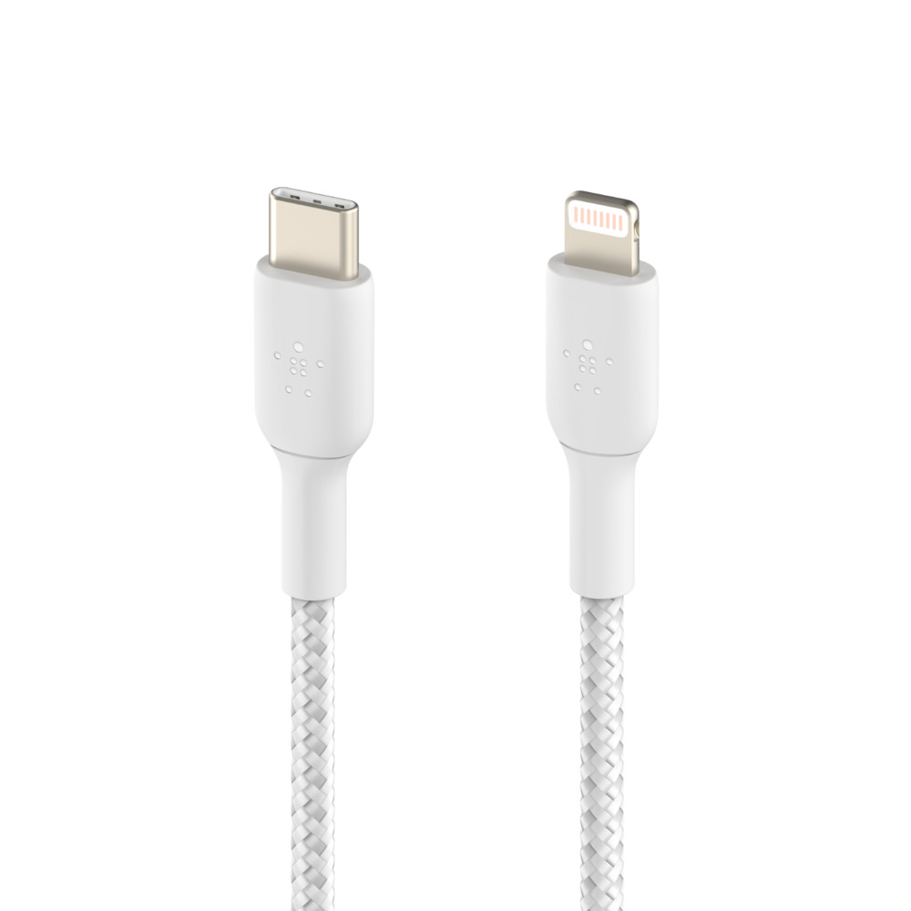 Кабель Belkin Type-C – Lightning 2м плетений White (CAA004BT2MWH)