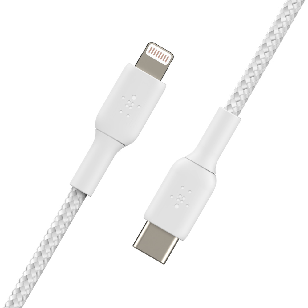 Кабель Belkin Type-C – Lightning 2м плетений White (CAA004BT2MWH)