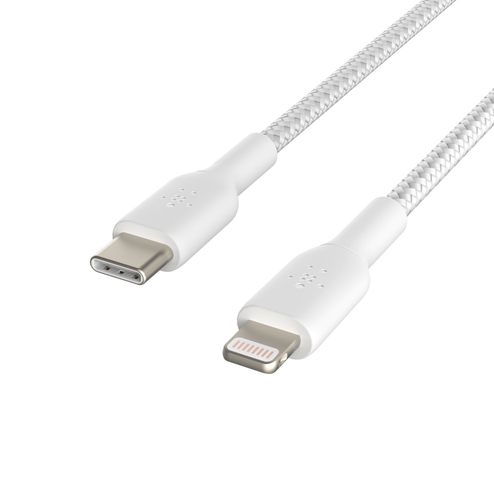 Кабель Belkin Type-C – Lightning 2м плетений White (CAA004BT2MWH)