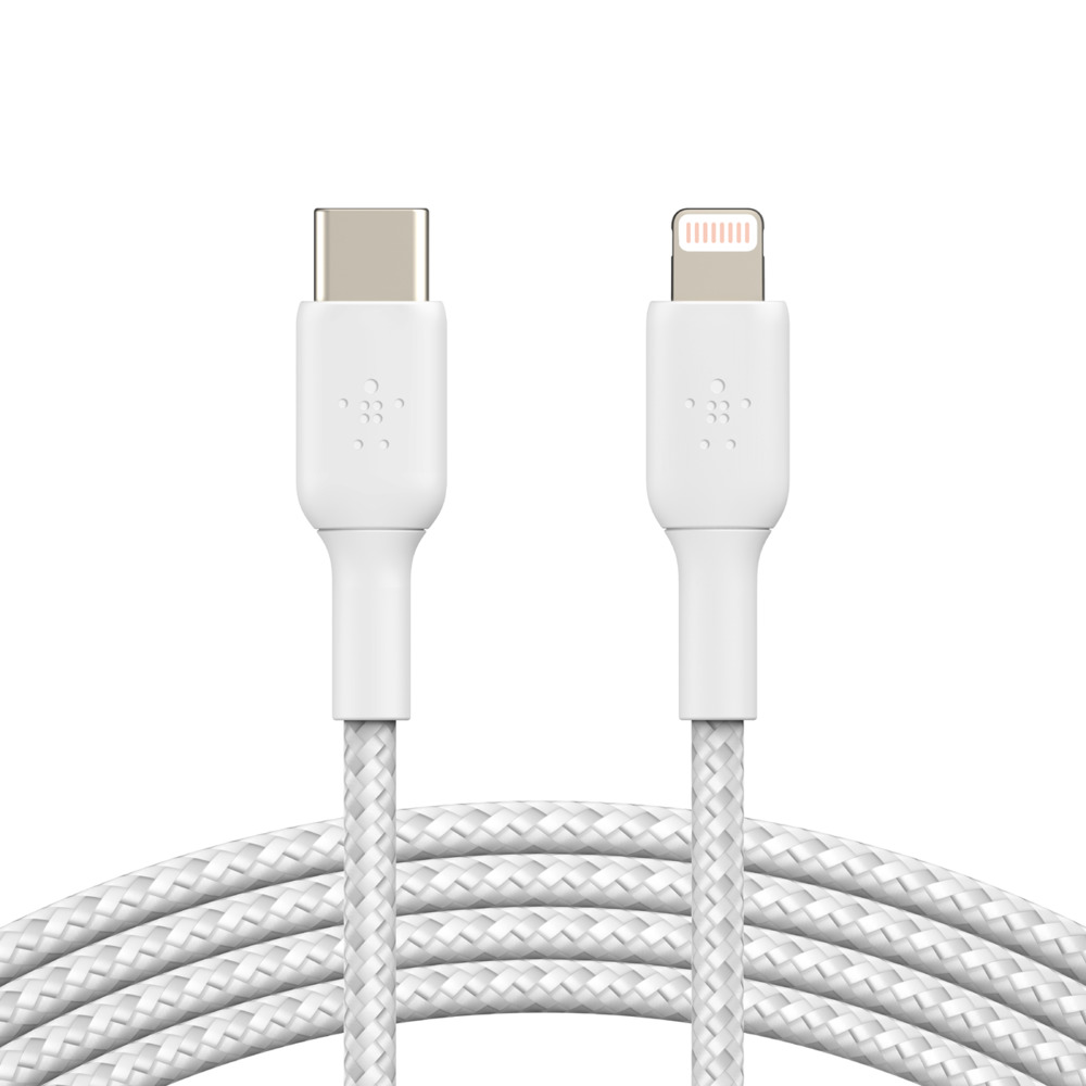 Кабель Belkin Type-C – Lightning 2м плетений White (CAA004BT2MWH)