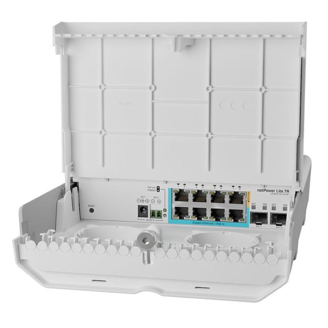 Комvутатор MikroTik CSS610-1Gi-7R-2S + OUT 8xGE (7xPoE-in), 1xPassive PoE out, 2xSFP +