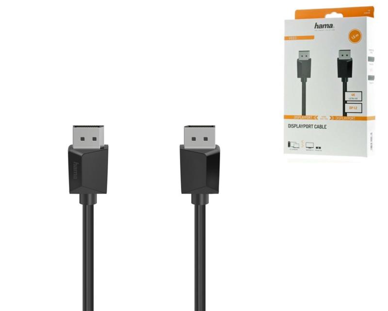 Кабель Hama DisplayPort 1.2, 4K, 1.50m Black (00200696)