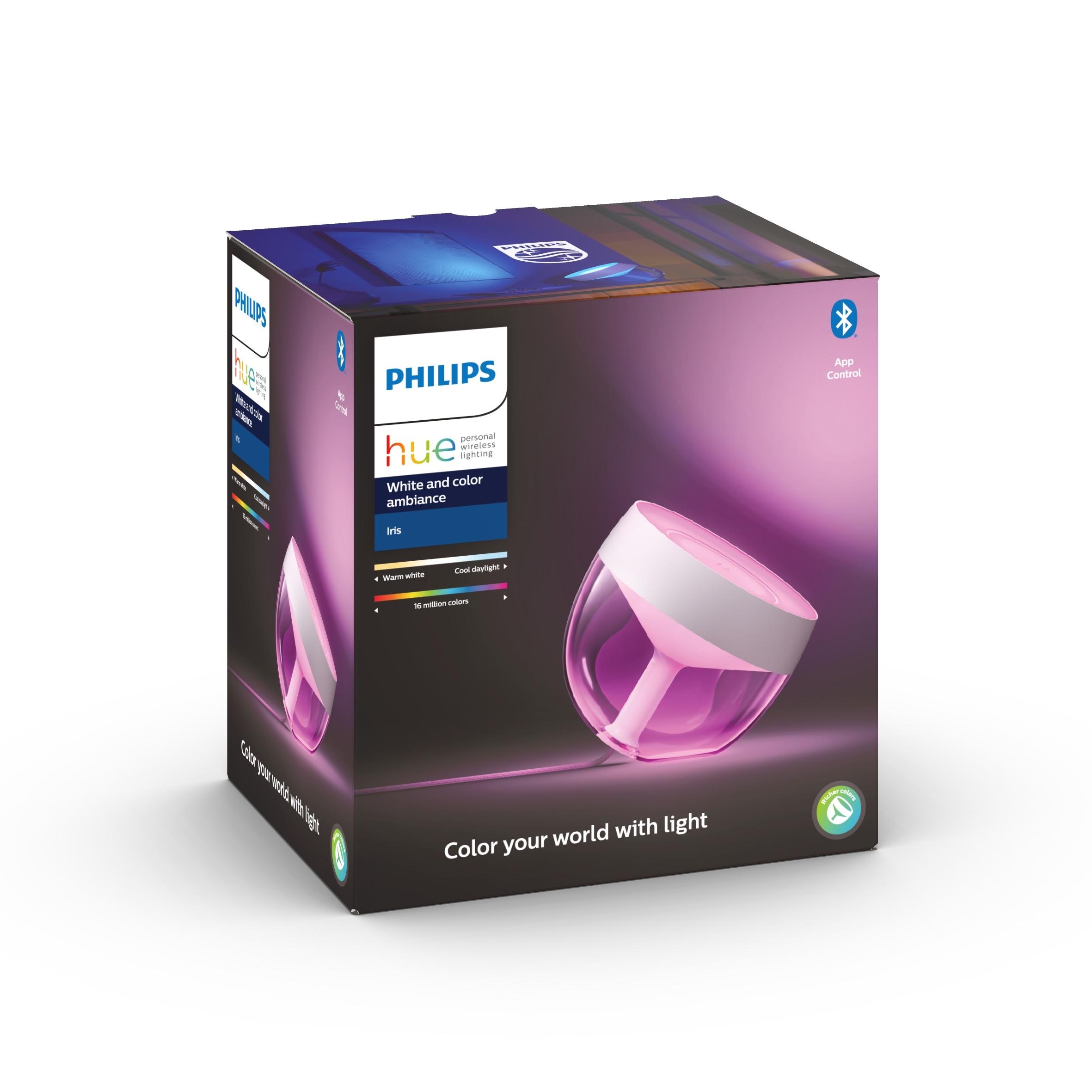 Настільний світильник розумний Philips Hue Iris, 2000K-6500K, RGB, ZigBee, Bluetooth, димування, білий