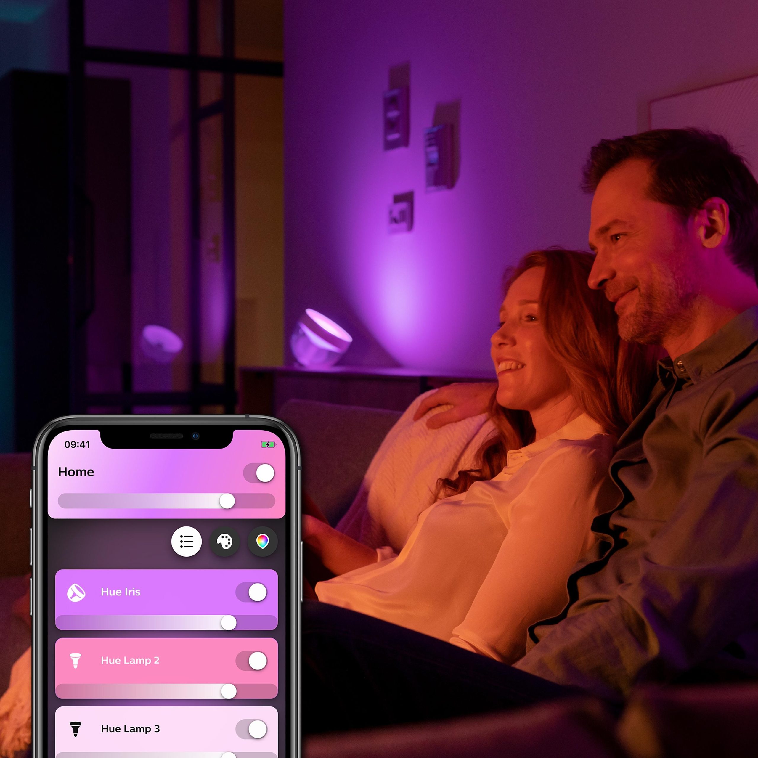 Настільний світильник розумний Philips Hue Iris, 2000K-6500K, RGB, ZigBee, Bluetooth, димування, чорний