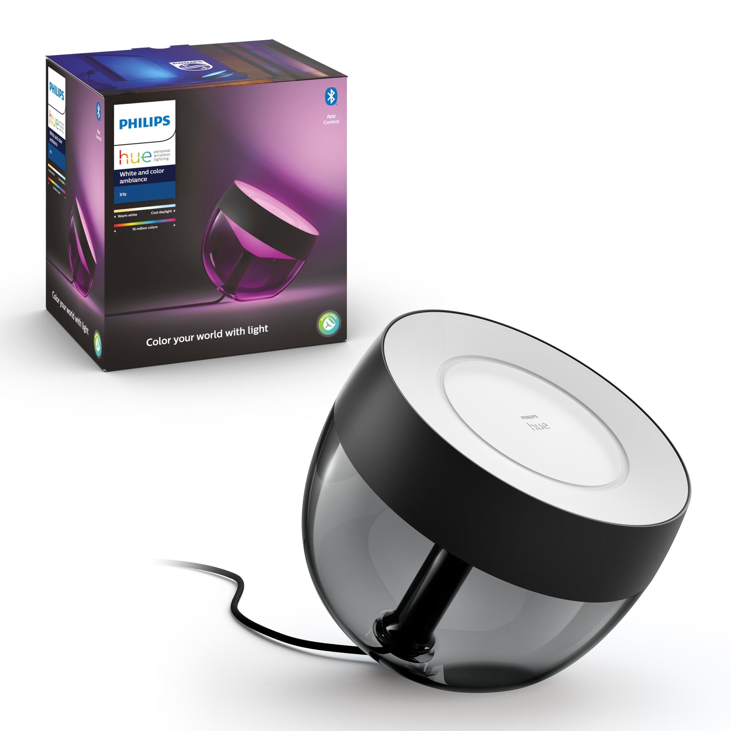 Настільний світильник розумний Philips Hue Iris, 2000K-6500K, RGB, ZigBee, Bluetooth, димування, чорний