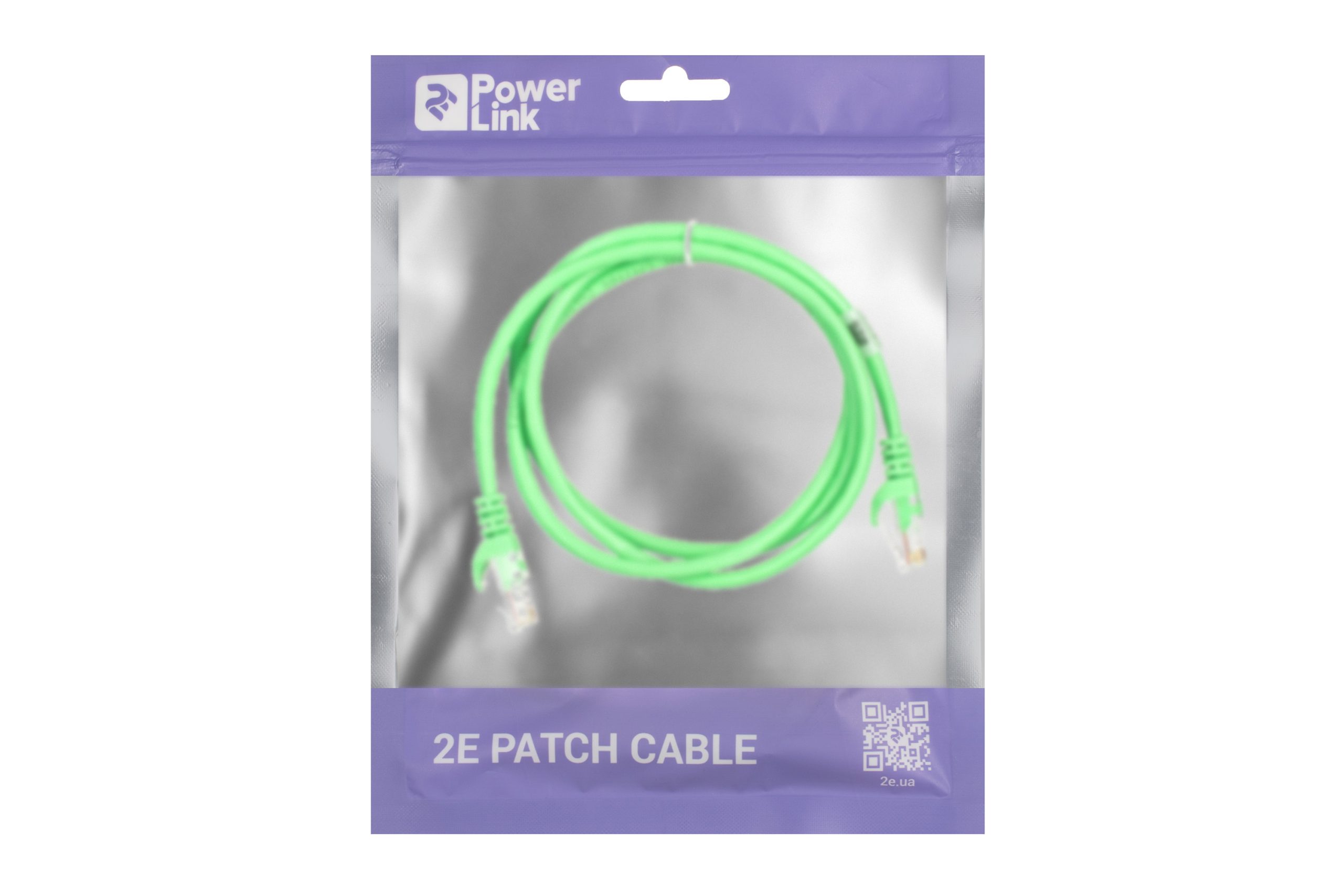 Патч-корд 2E Cat 5e, UTP, RJ45, 26AWG, 7/0.16 Cu, 1.20 m, PVC, Green (2E-PC5ECOP-120GRN)