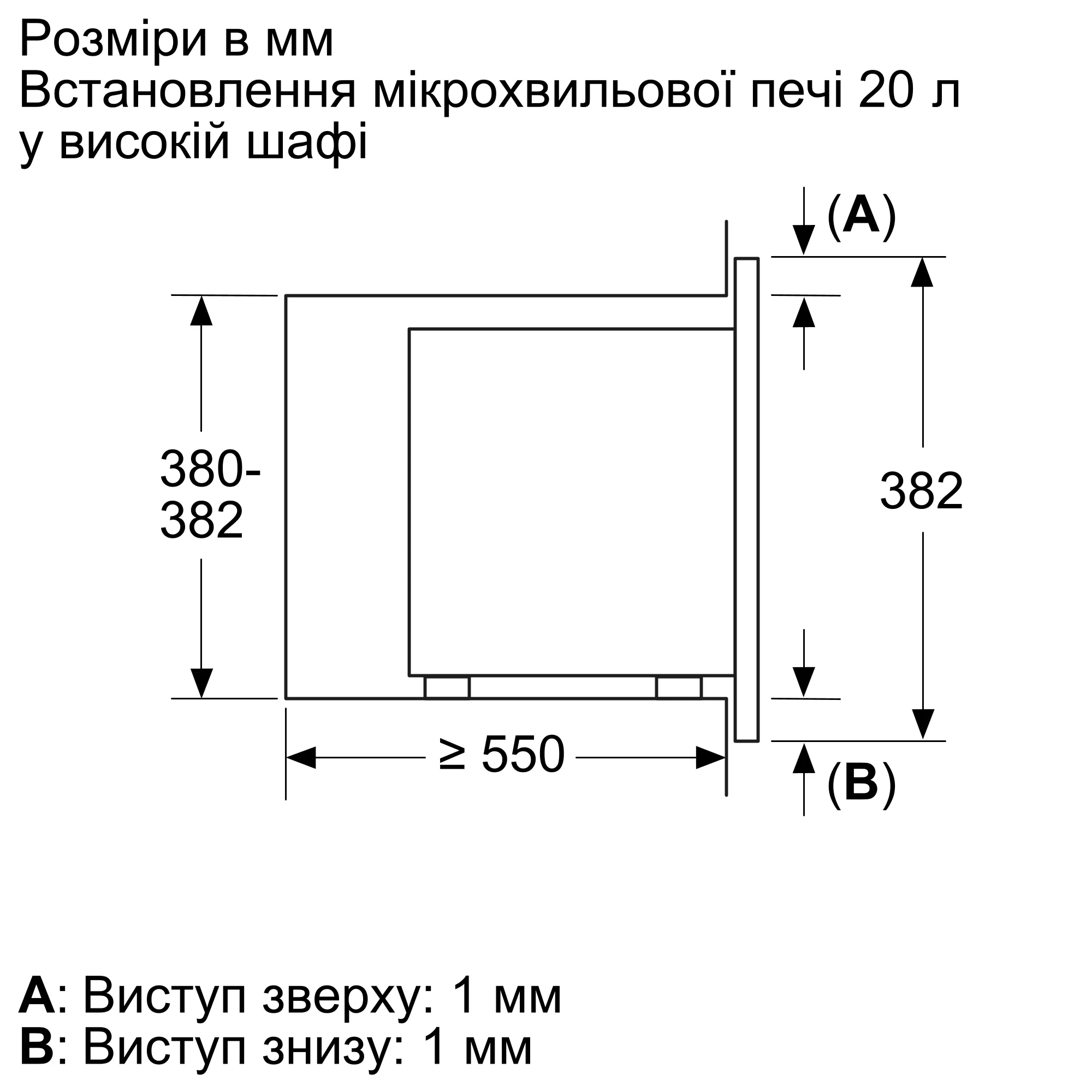 Мікрохвильова піч Bosch вбудована, 21л, електр. керув., 800Вт, дисплей, білий