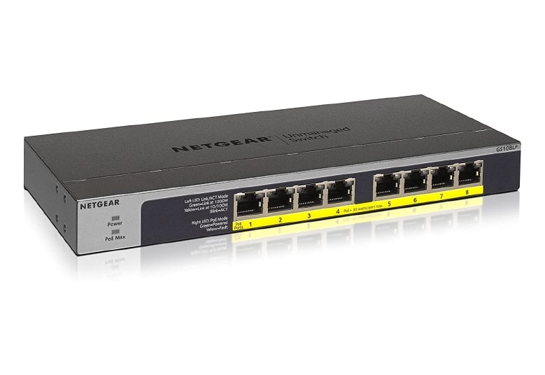 Коммутатор NETGEAR GS108LP 8xGE PoE+, неуправляемый