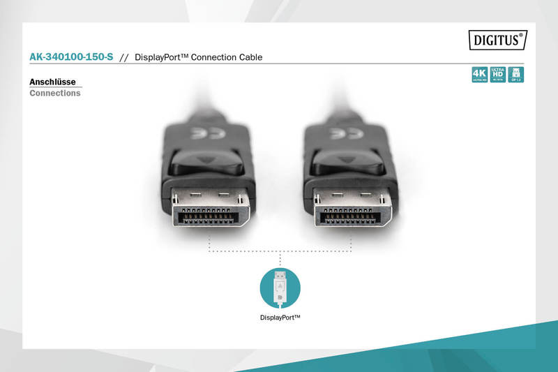 Кабель ASSMANN DisplayPort (AM/AM) 15m, Black (AK-340100-150-S)