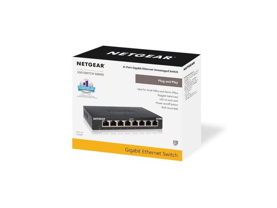 Комутатор NETGEAR GS308 8xGE, некерований