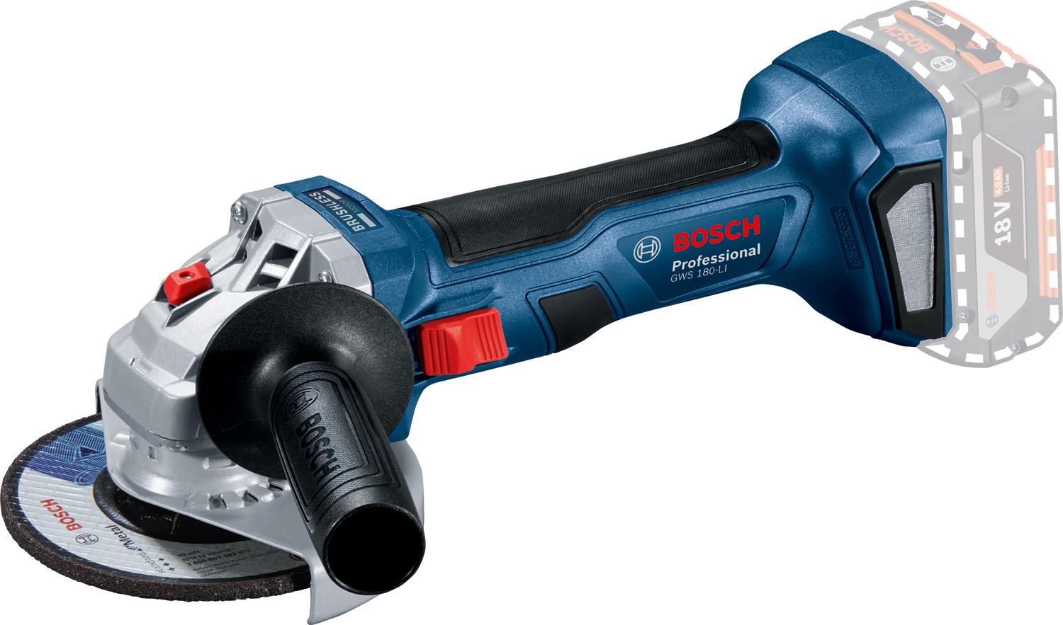 Шліфмашина кутова акумуляторна Bosch GWS 180-LI, 125мм, 18В, 11000об•хв, М14, 1,6кг, без АКБ та ЗП