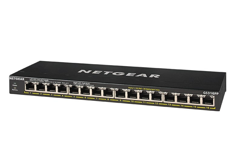 Коммутатор NETGEAR GS316PP 16xGE PoE+, неуправляемый