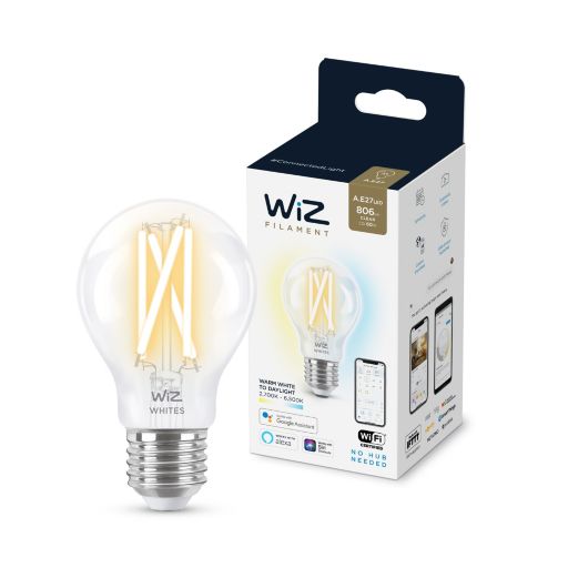 Лампа WiZ LED E27 7Вт 2700-6500К 806Лм A60 филаментная Wi-Fi умная