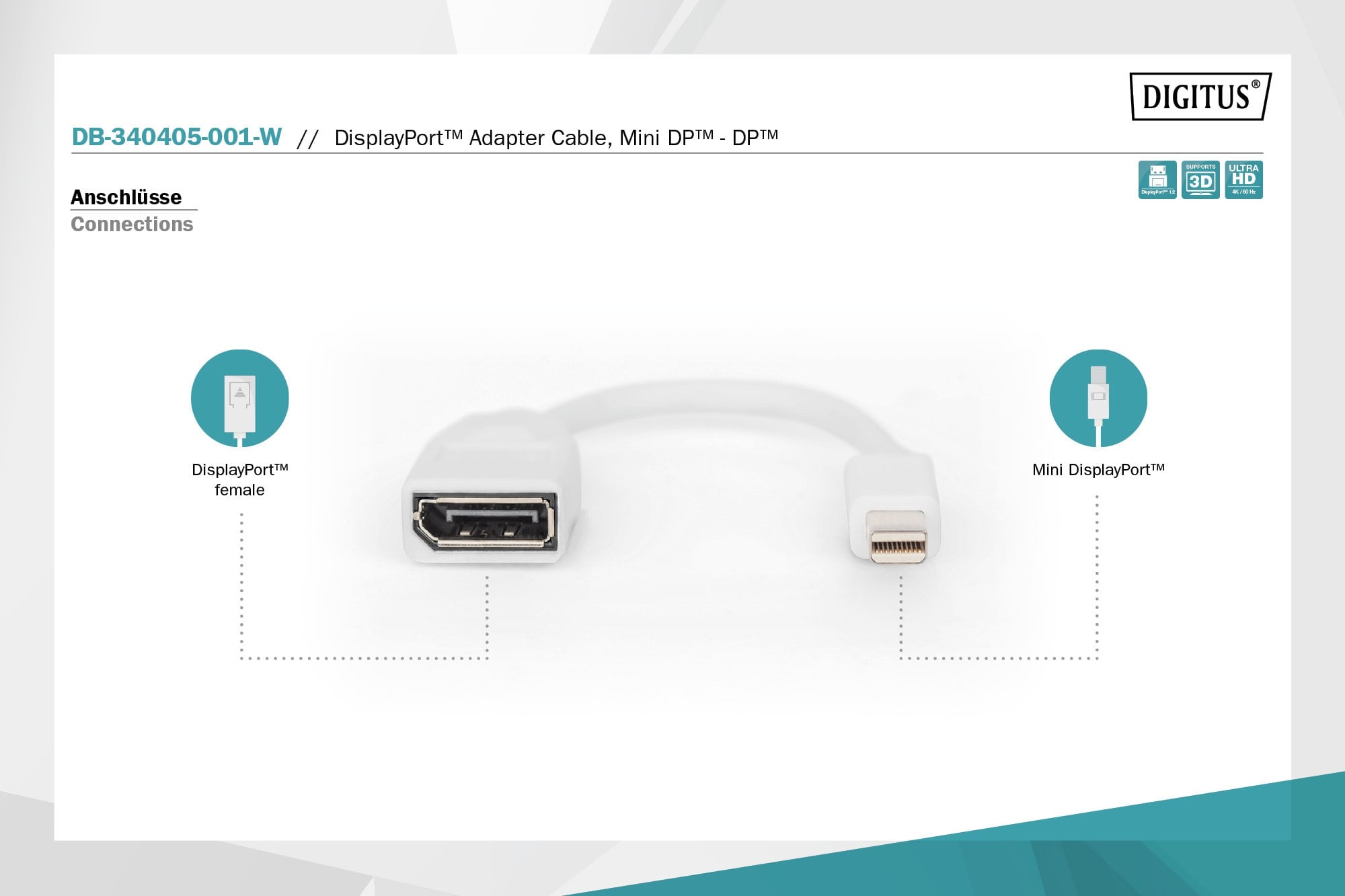 Адаптер DIGITUS miniDisplayPort > miniDisplayPort (M/F), UHD 4K