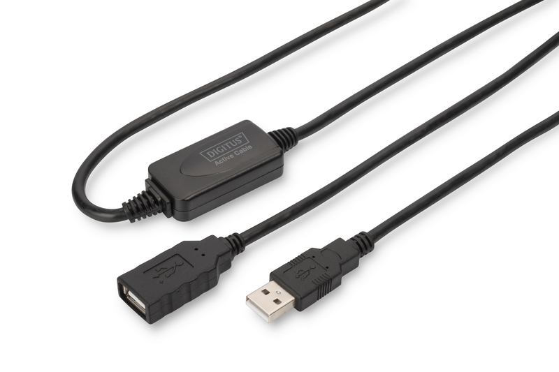 Подовжувач DIGITUS USB 2.0 Active Cable, A/M-A/F, 15м, чорний