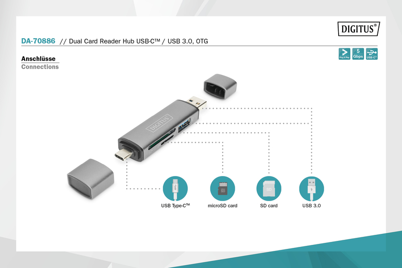 Кардрідер DIGITUS USB-C/USB 3.0 SD/MicroSD