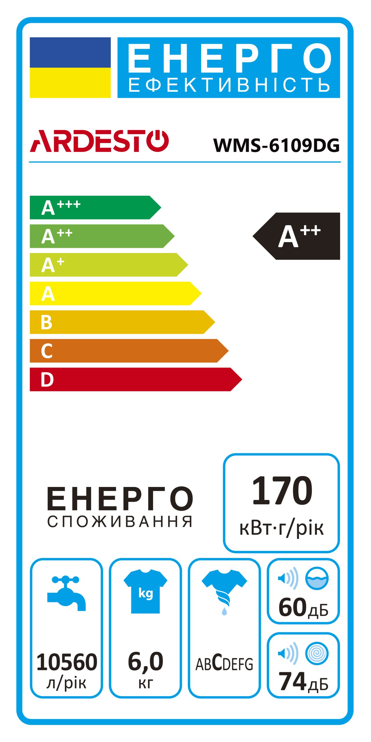 Пральна машина Ardesto WMS-6109DG