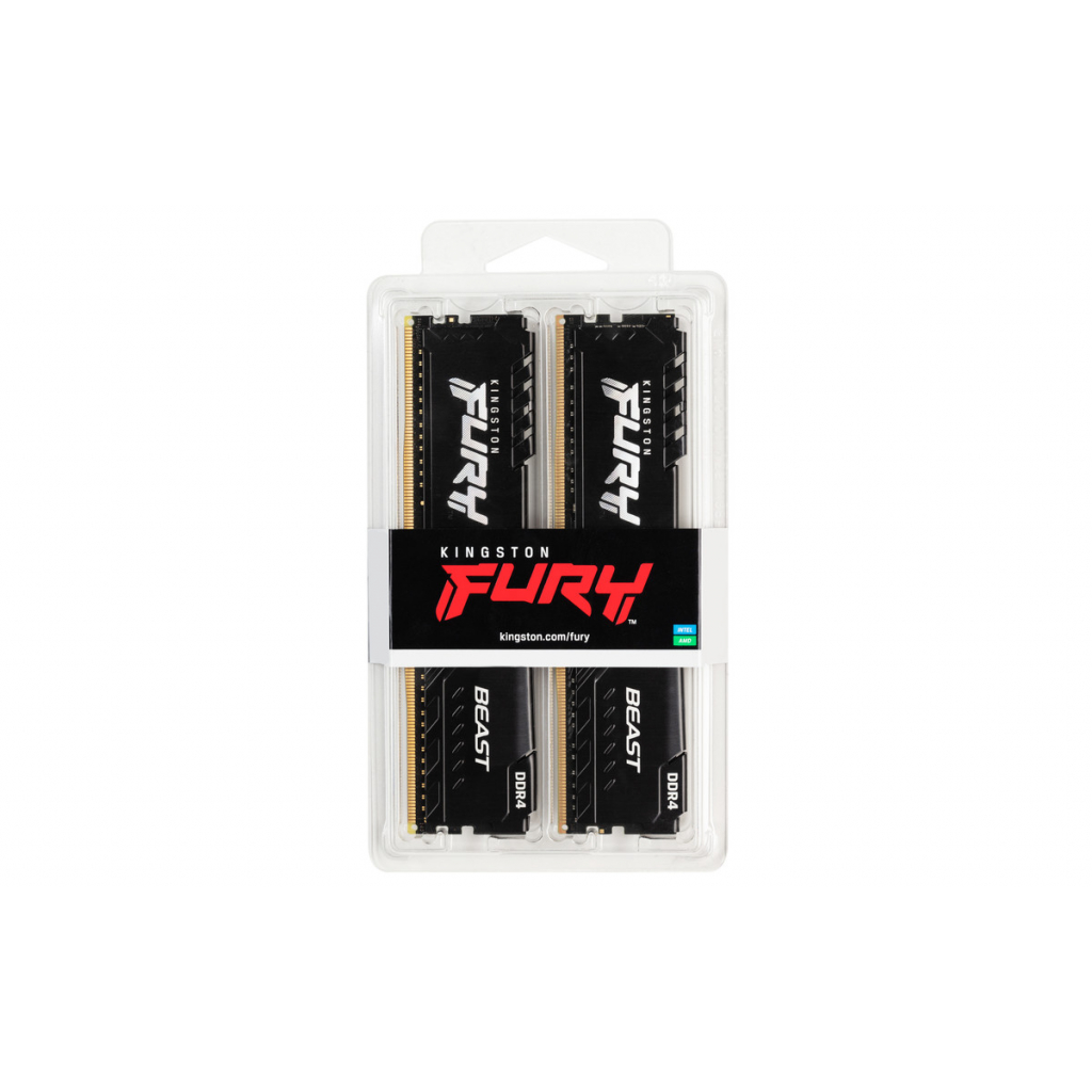 Пам'ять для ПК Kingston DDR4 3200 16GB KIT (8GBx2) FURY Beast Black (KF432C16BBK2/16)