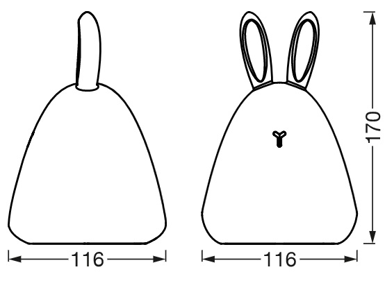 Нічний світильник OSRAM LEDVANCE NIGHTLUX TOUCH LED 2,5W Rabbit, micro-USB, RGBW (4058075602113)