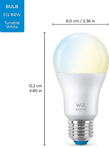 Лампа WiZ LED E27 8Вт 2700-6500K 806Лм A60 Wi-Fi умная