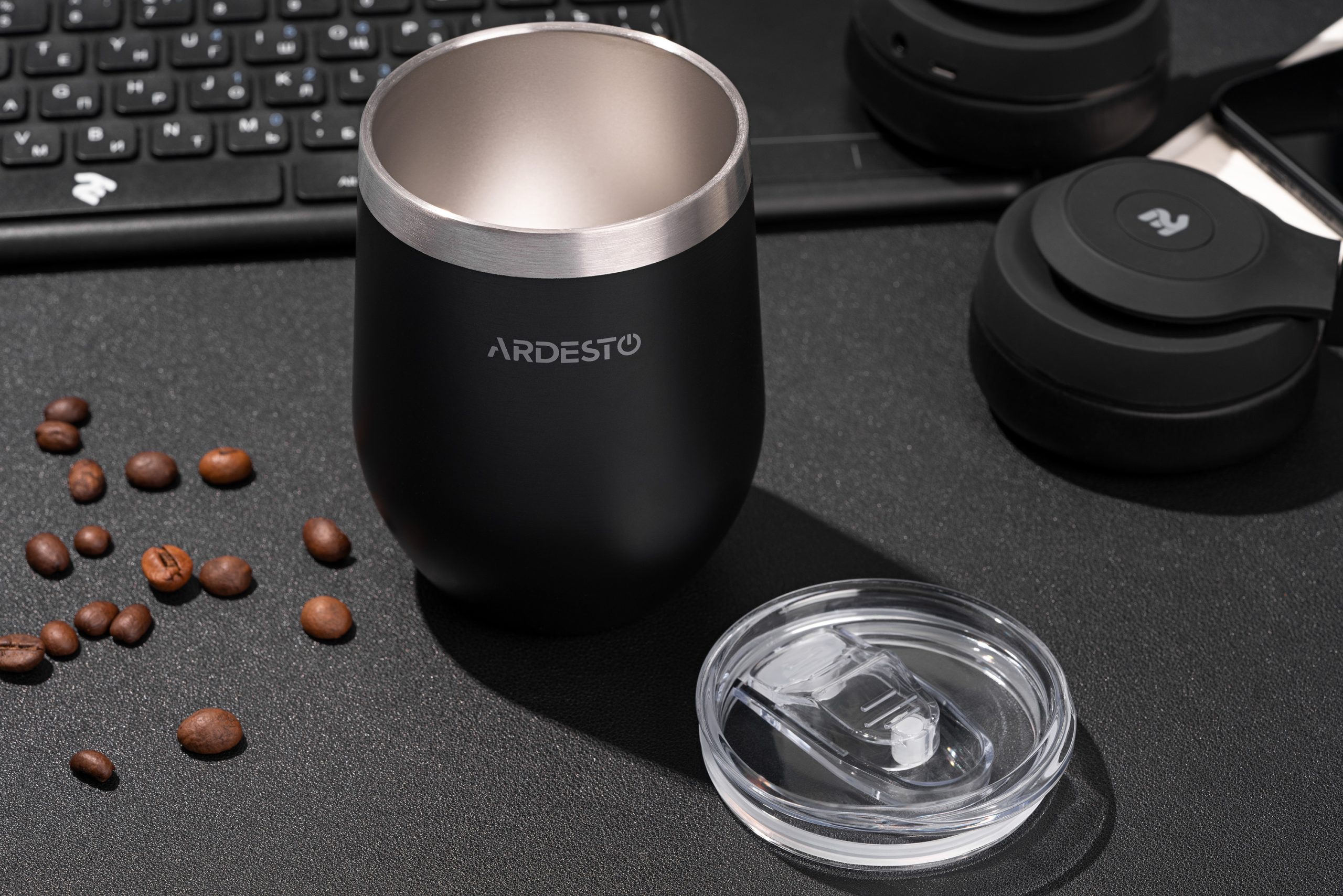 Термокухоль Ardesto Compact Mug, 350мл, нержавіюча сталь, чорний