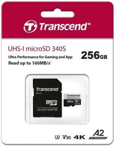 Карта пам'яті Transcend microSD 256GB C10 UHS-I U3 A2 R160/W125MB/s + SD