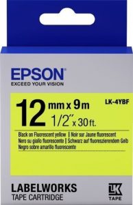 Картридж зі стрічкою Epson LK4YBF принтерів LW-300/400/400VP/700 Fluorescent Black/Yellow 12mm/9m (C53S654010)