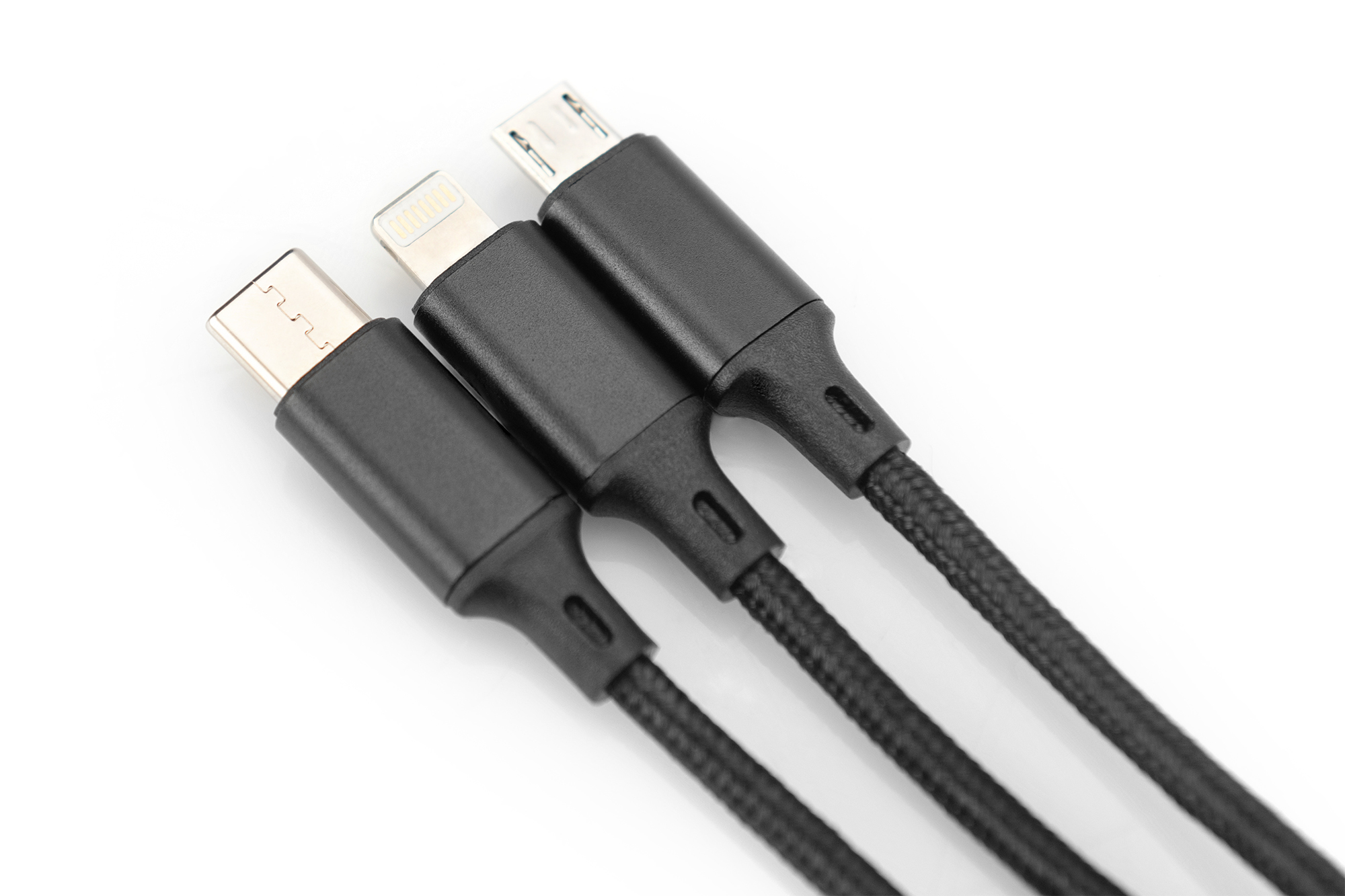 Кабель DIGITUS 3in1 USB-А – Type-C + microUSB + Lightning 1m Black (AK-300160-010-S)