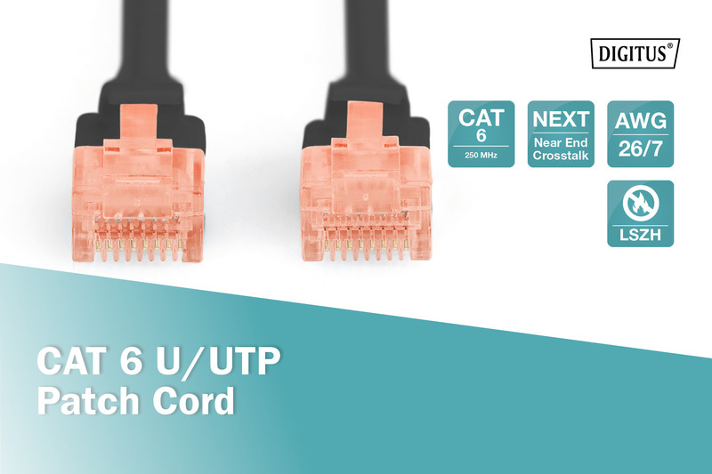 Патч-корд DIGITUS CAT 6 UTP 10м, AWG 26/7, Cu, LSZH, Black (DK-1617-100/BL)