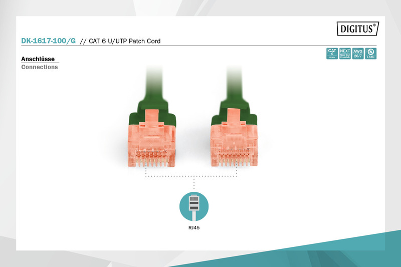 Патч-корд DIGITUS CAT 6 UTP 10м, AWG 26/7, Cu, LSZH, Green (DK-1617-100/G)